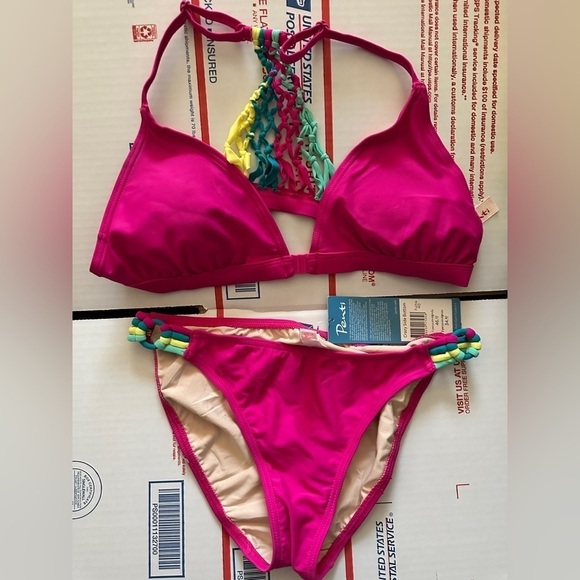Penti Fuchsia Bikini Set macramé details size 8 - Picture 1 of 2